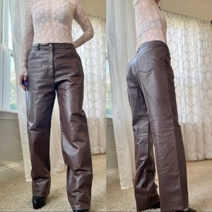 VTG genuine leather brown pants